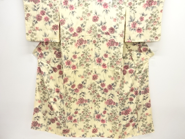 アンティーク　紋錦紗　草花模様着物